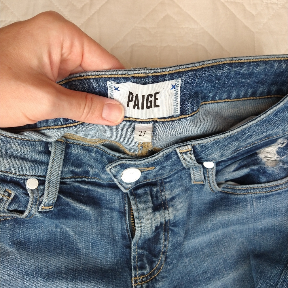Paige verdugo ankle distressed blue jeans.